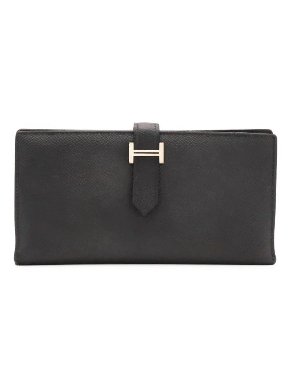 Hermes Bearn Soufflet Wallet Bifold Veau Epsom Black Silver